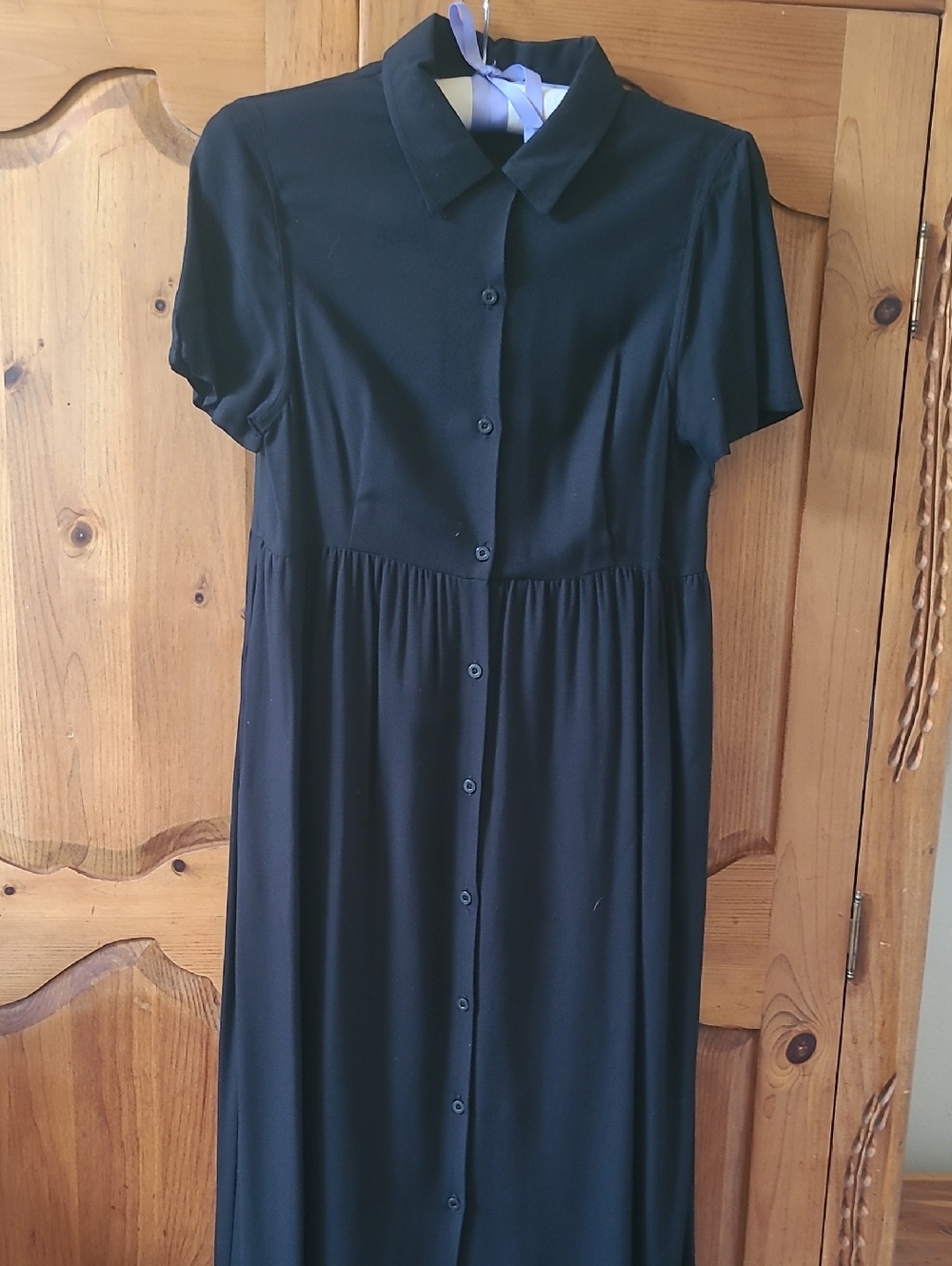 Dr. Martens Black Button-Front Collared Maxi Dress
